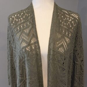 NWT Torrid Open Knit Fringe Ruana – Dusty Olive Boho Layering Shawl